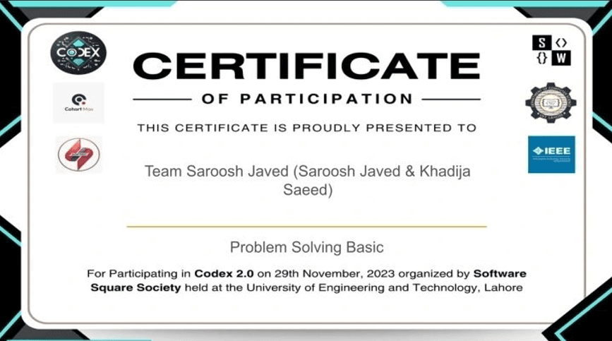Codex Participation Certificate