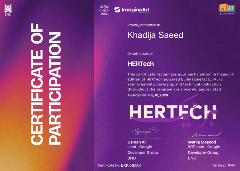 HerTech Program Participation Certificate